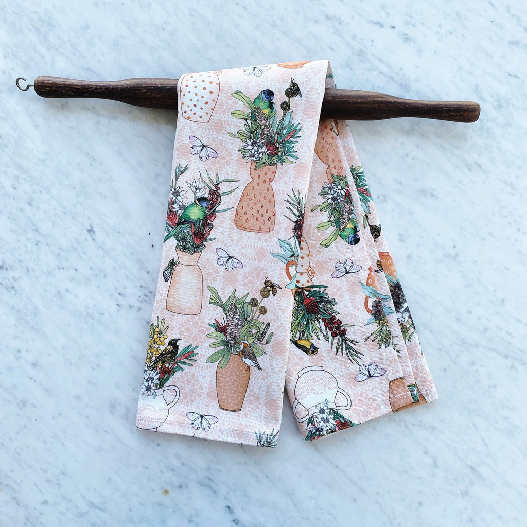 Aussie birds and butterflies tea towel.