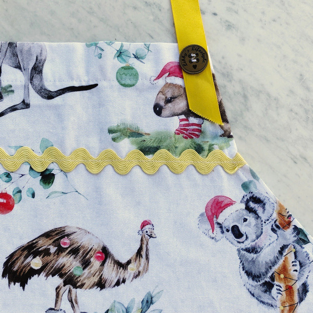 Aussie animals Christmas ladies tie back apron.