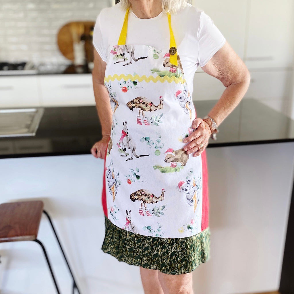 Aussie animals Christmas ladies tie back apron.