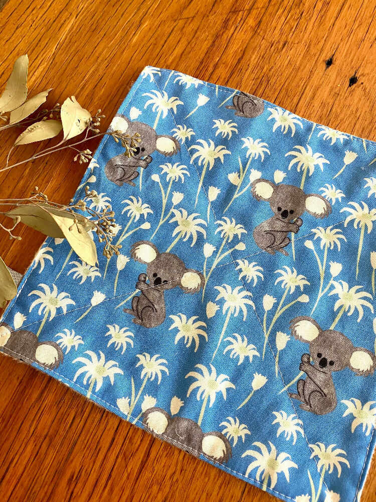 wash cloth - blue koalas / organic cotton hemp fleece / baby toddler child