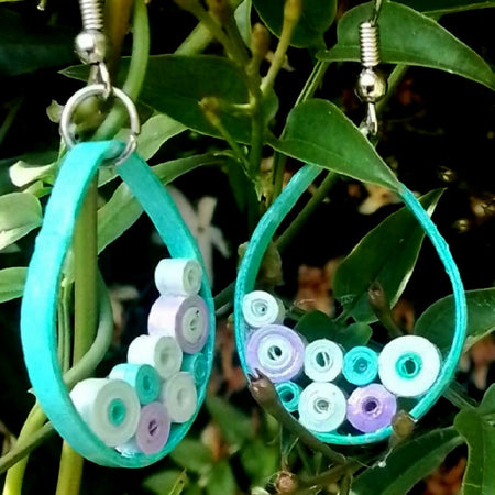 Pastel quilled earrings in turquoise and lilac