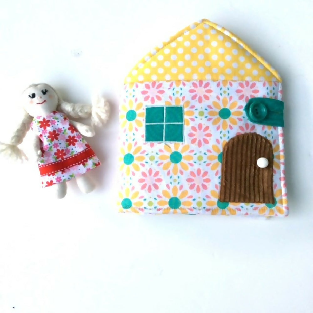 Sunny Fabric Doll House with Doll and Wardrobe of Clothing