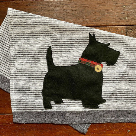 Scotty Dog Tea Towel - Black