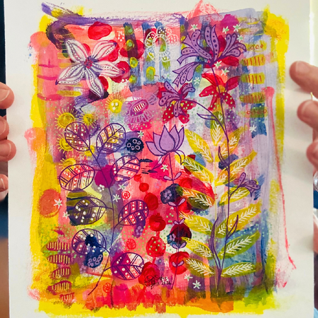 Original Hand Painted Art: Lemon Leaves & Lavender Skies