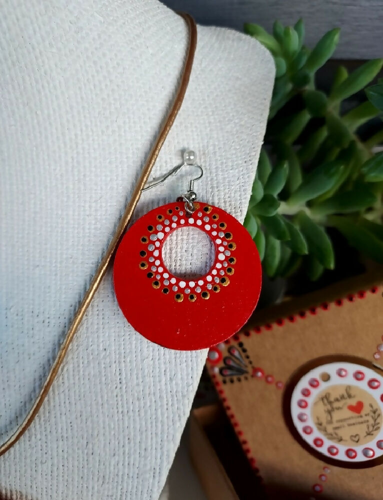 Original Dot Art design Pendant and Earing set called "Flamenco"