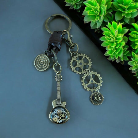 Steampunk watch parts guitar keyring