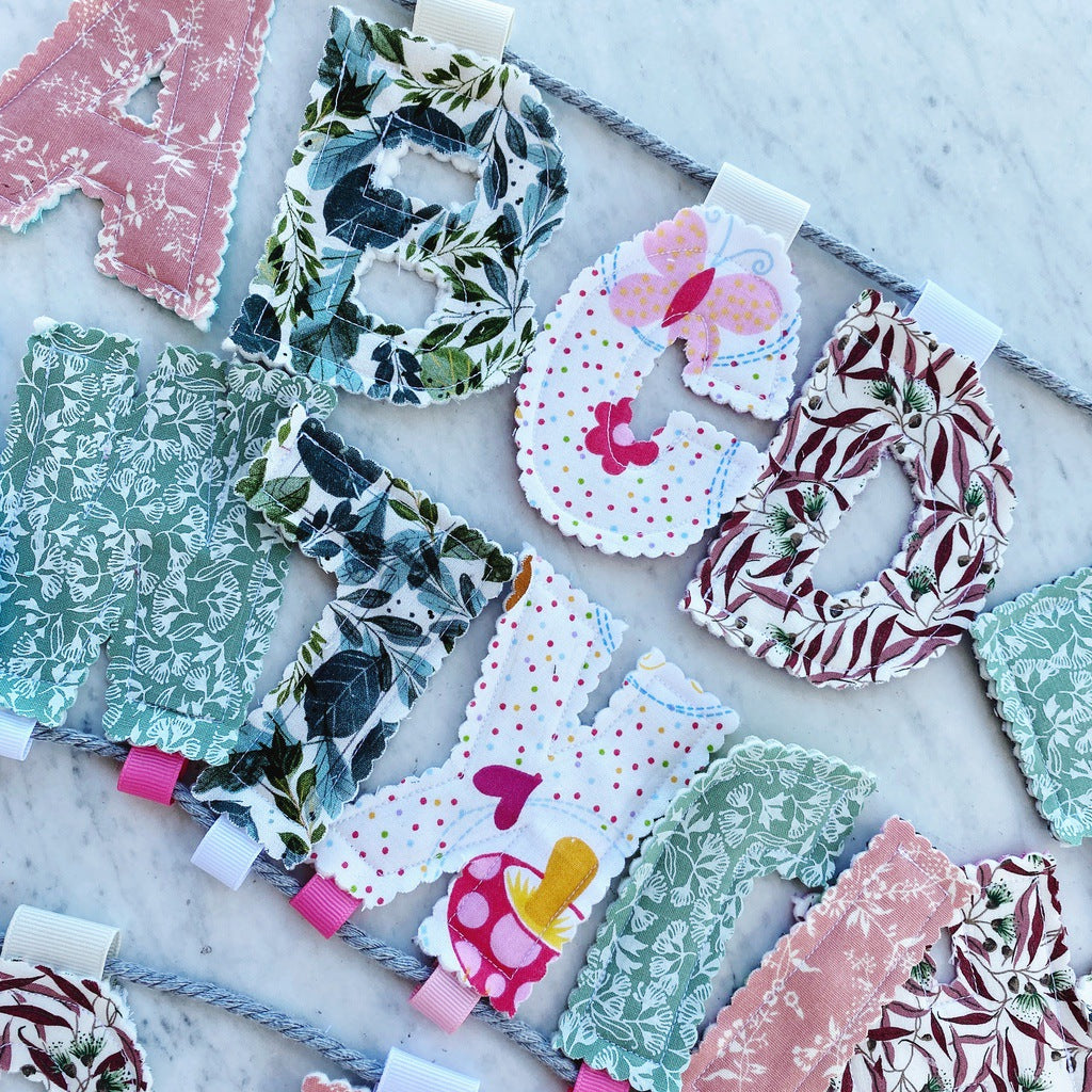 Alphabet bunting. A to Z fabric letters banner for nursery. Educational garland for toddler's room or playroom.