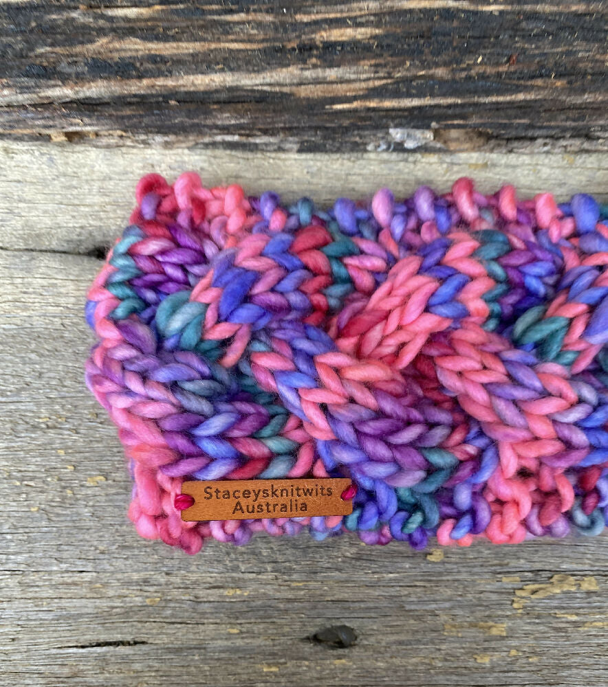 DIY Cable Headband Knitting Kit - Rainbow Merino