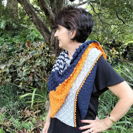 Shawl - The Olivia asymmetrical wool crochet