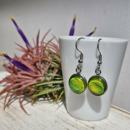 Green and Yellow Stainless Steel Earrings