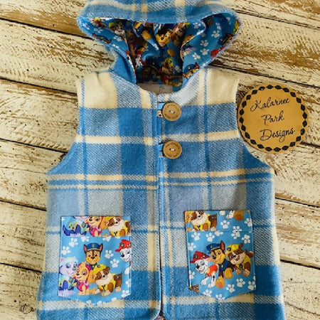 Paw Patrol Vintage Wool Blanket Upcycled Vest Size 3