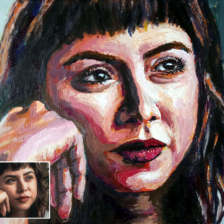 Custom Hand Painted Portrait Painting by Commission. Single figure.