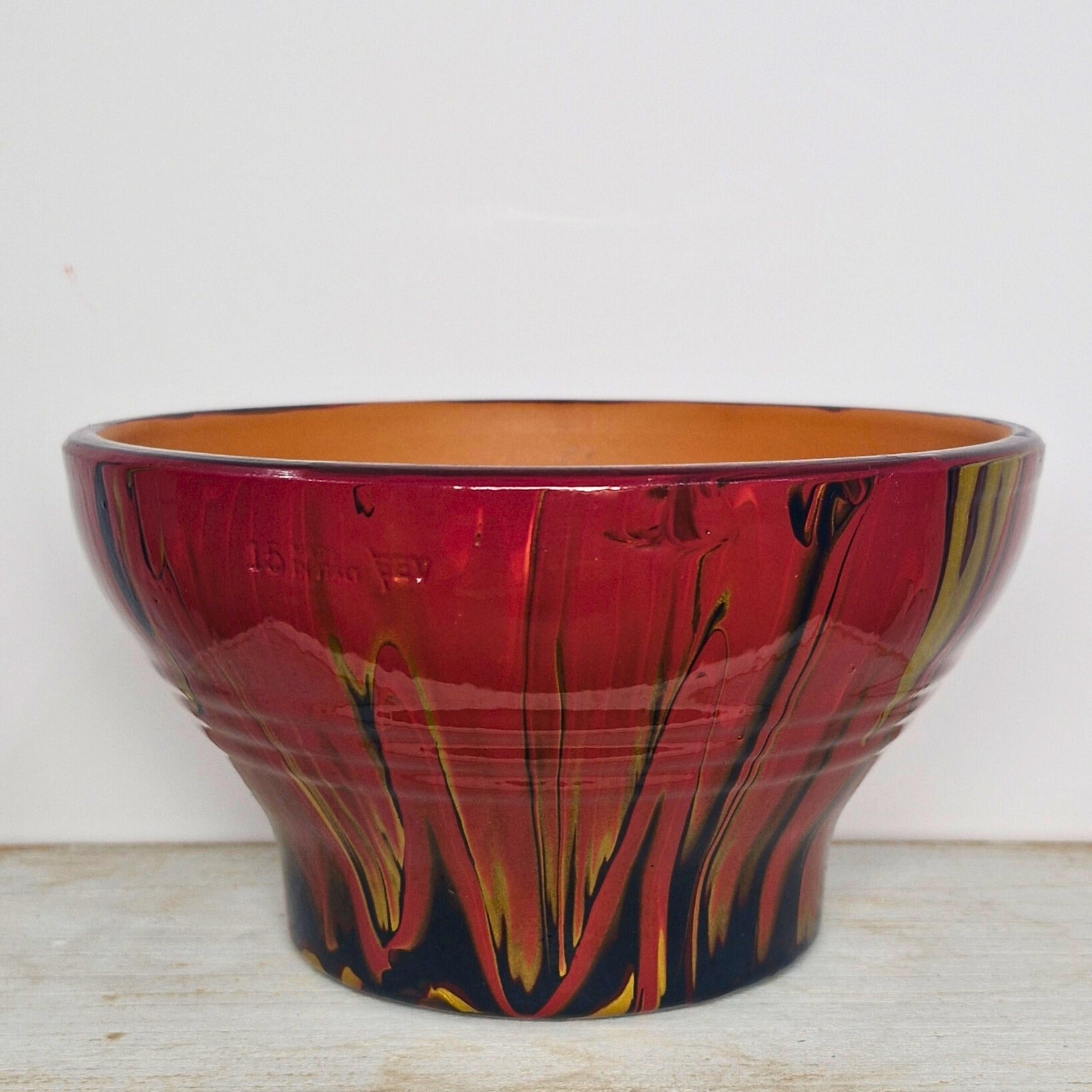Hand Painted Terracotta Pot 15cm Magenta Gold