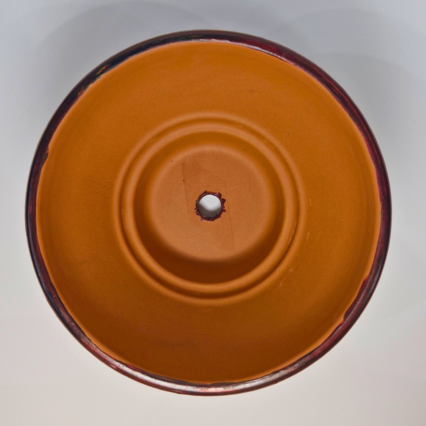 Hand Painted Terracotta Pot 15cm Magenta Gold