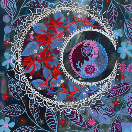 Original Hand Painted Yin Yang Lace Moon Mandala