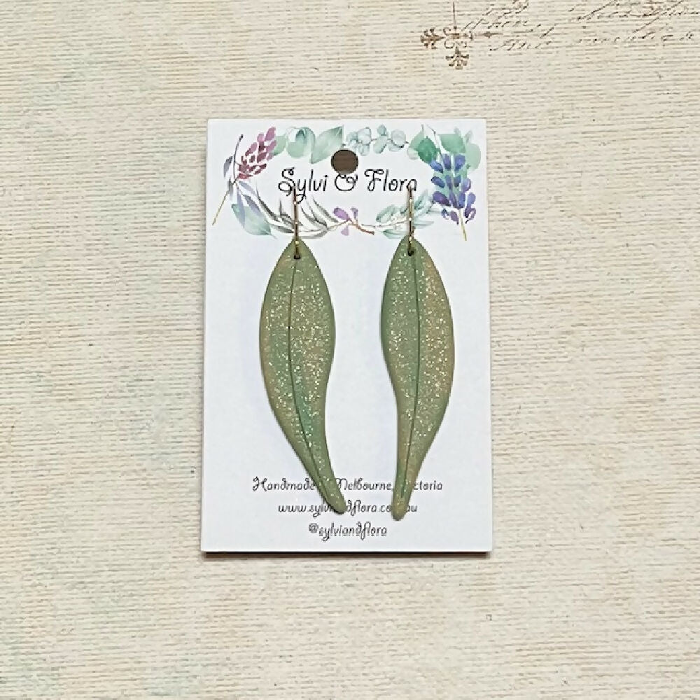 Handmade Eucalyptus Leaf Earrings, various