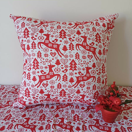 Xmas Cushion Cover - Square Table Topper - Scandi Design