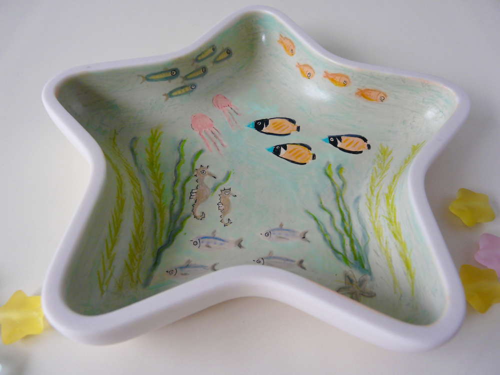 Star-shaped Trinket Dish with Whimsical Underwater Scene