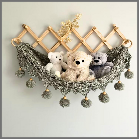 Handmade Crochet Toy Hammock, Baby Decor, Kids Decor