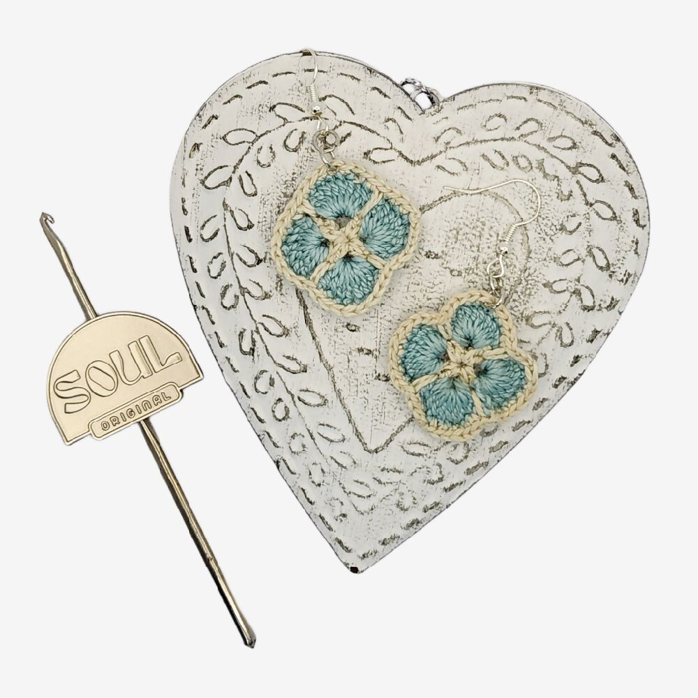 Crochet Earring - Blue Flower