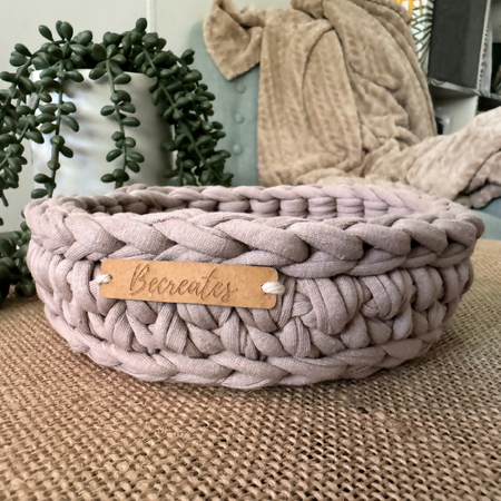 Handmade Home Decor | Crochet Basket | Natural Beige | Small