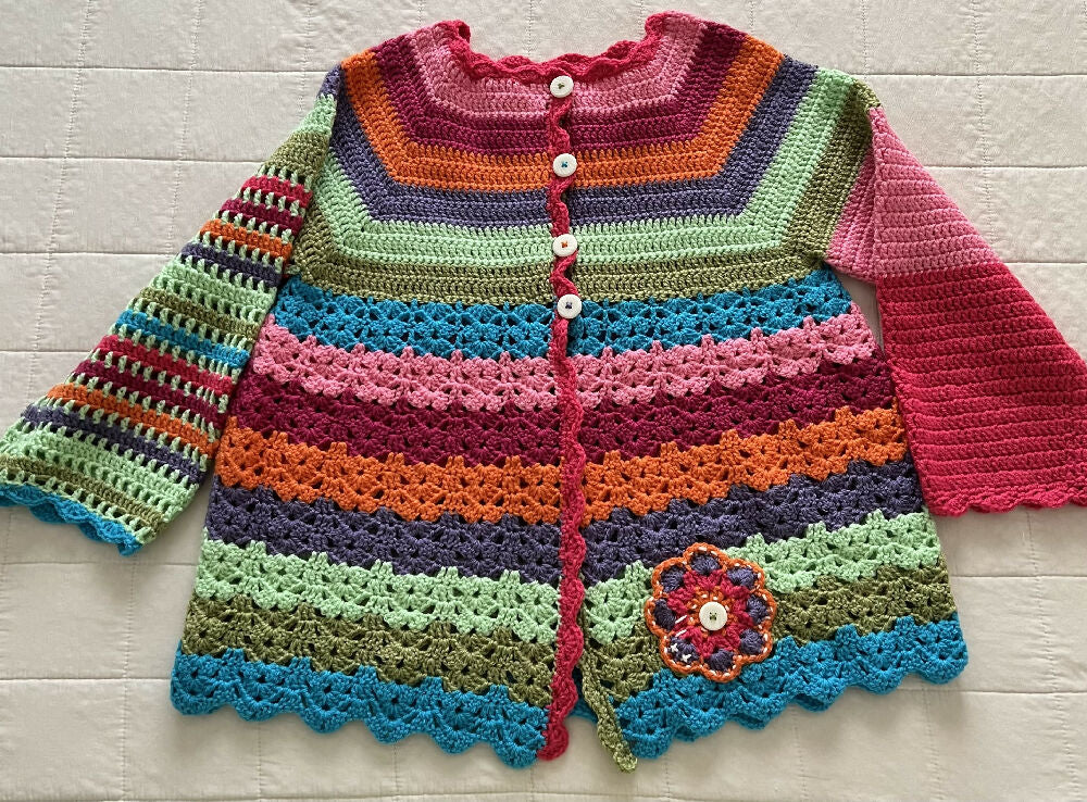 Crochet Girl’s Flower Cardigan