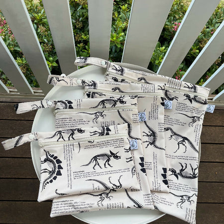 Water-resistant wet bags - Dino Definitions (iwi Designs)