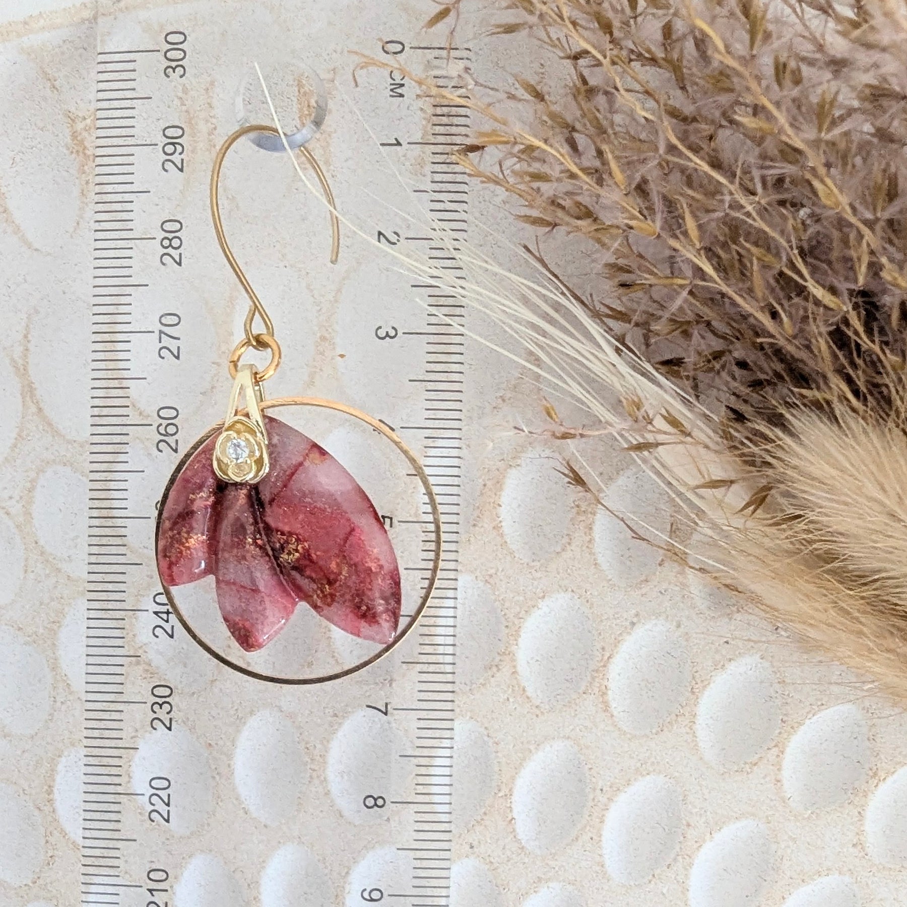 Rosy Russet Earrings With Gold Accents. Free shipping.