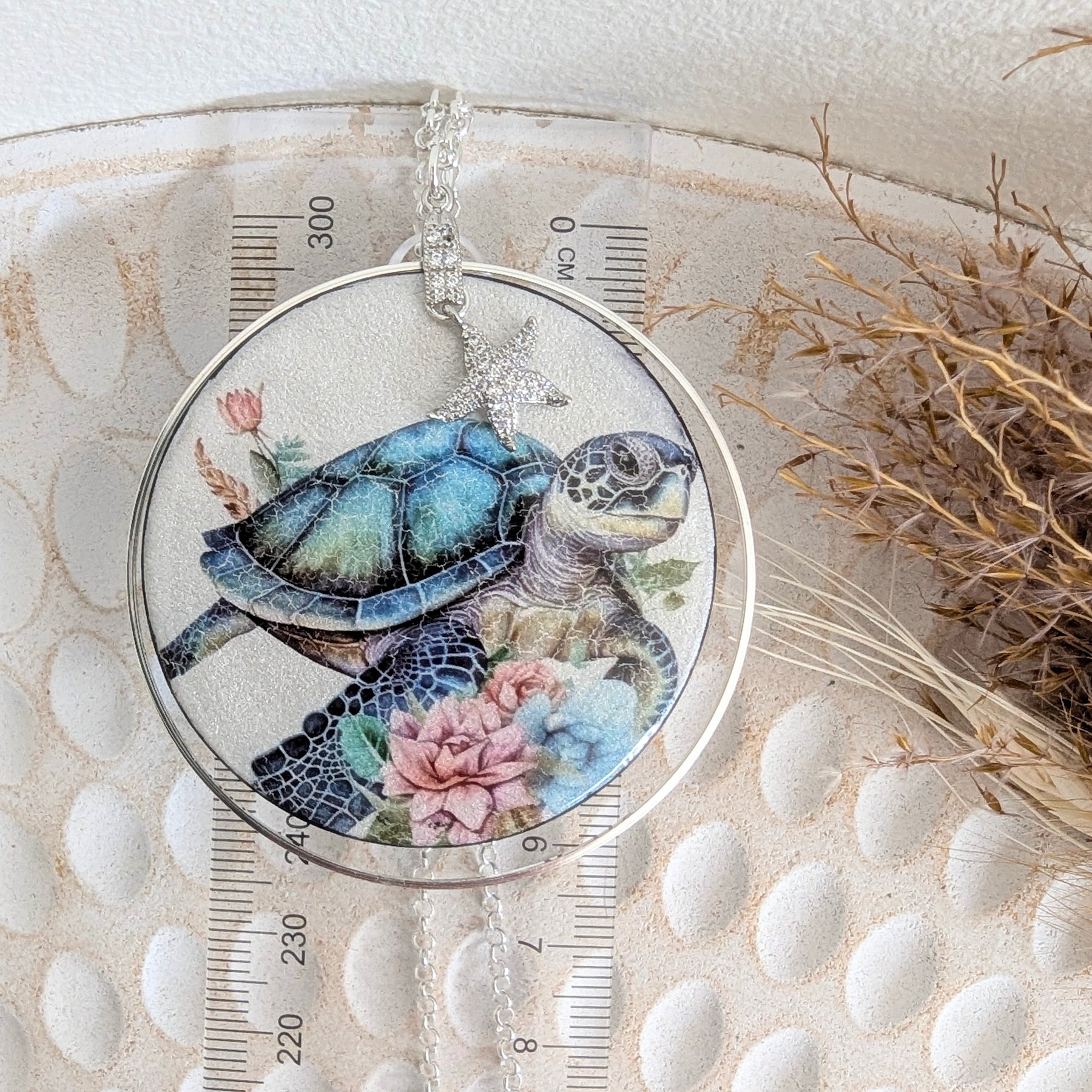 Large Turtle Pendant. Free shipping!