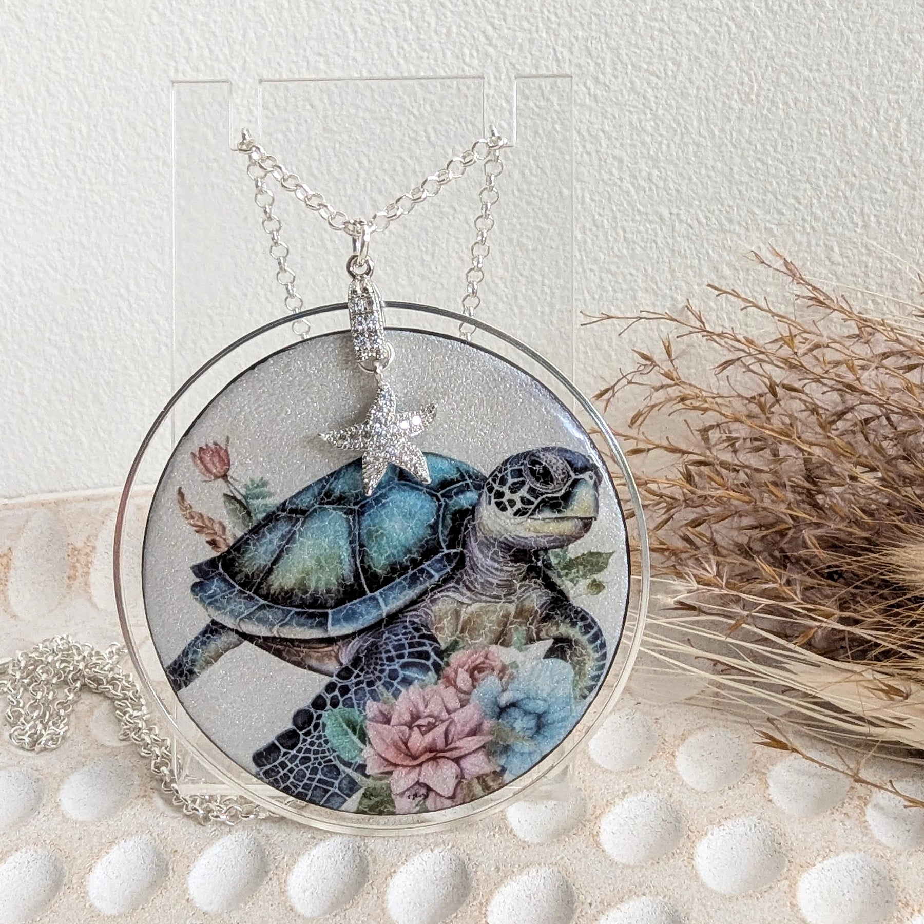 Large Turtle Pendant. Free shipping!