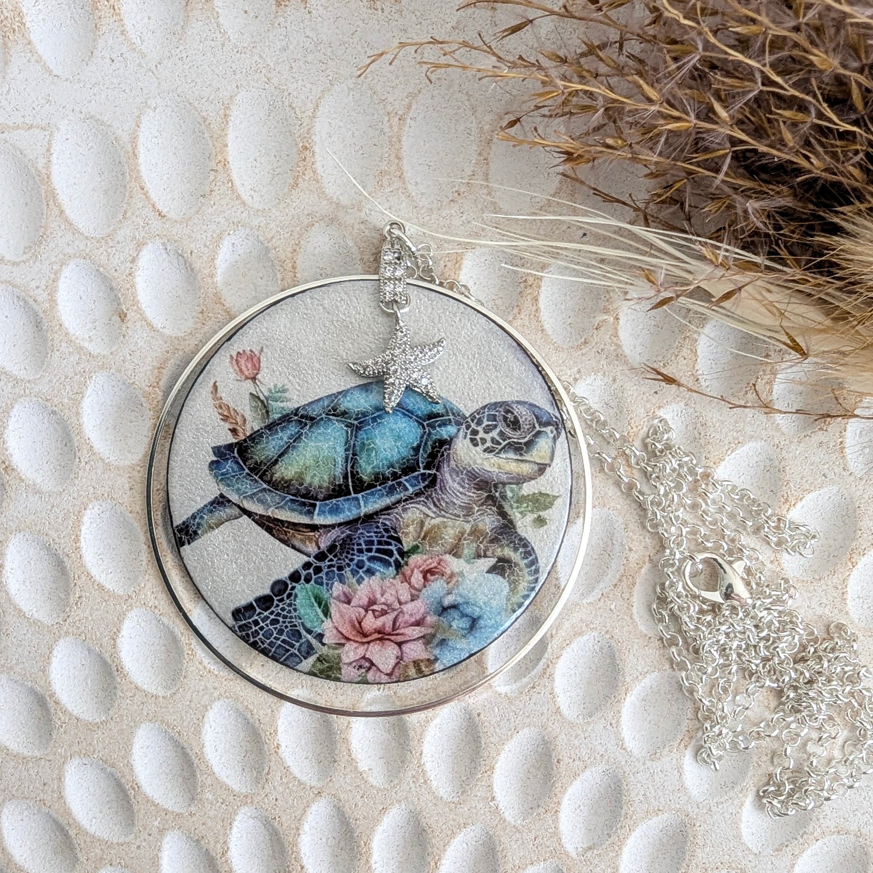 Large Turtle Pendant. Free shipping!