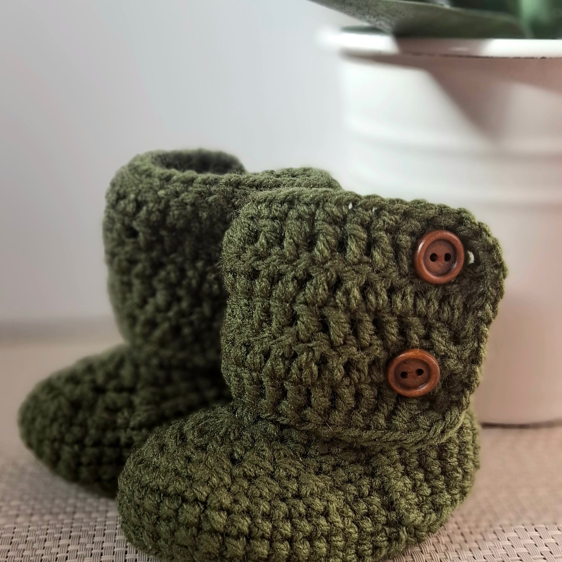 Olive green little boots