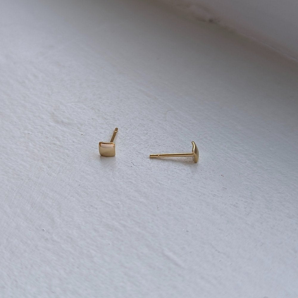 handmade gold plated domed square studs | wedding earrings