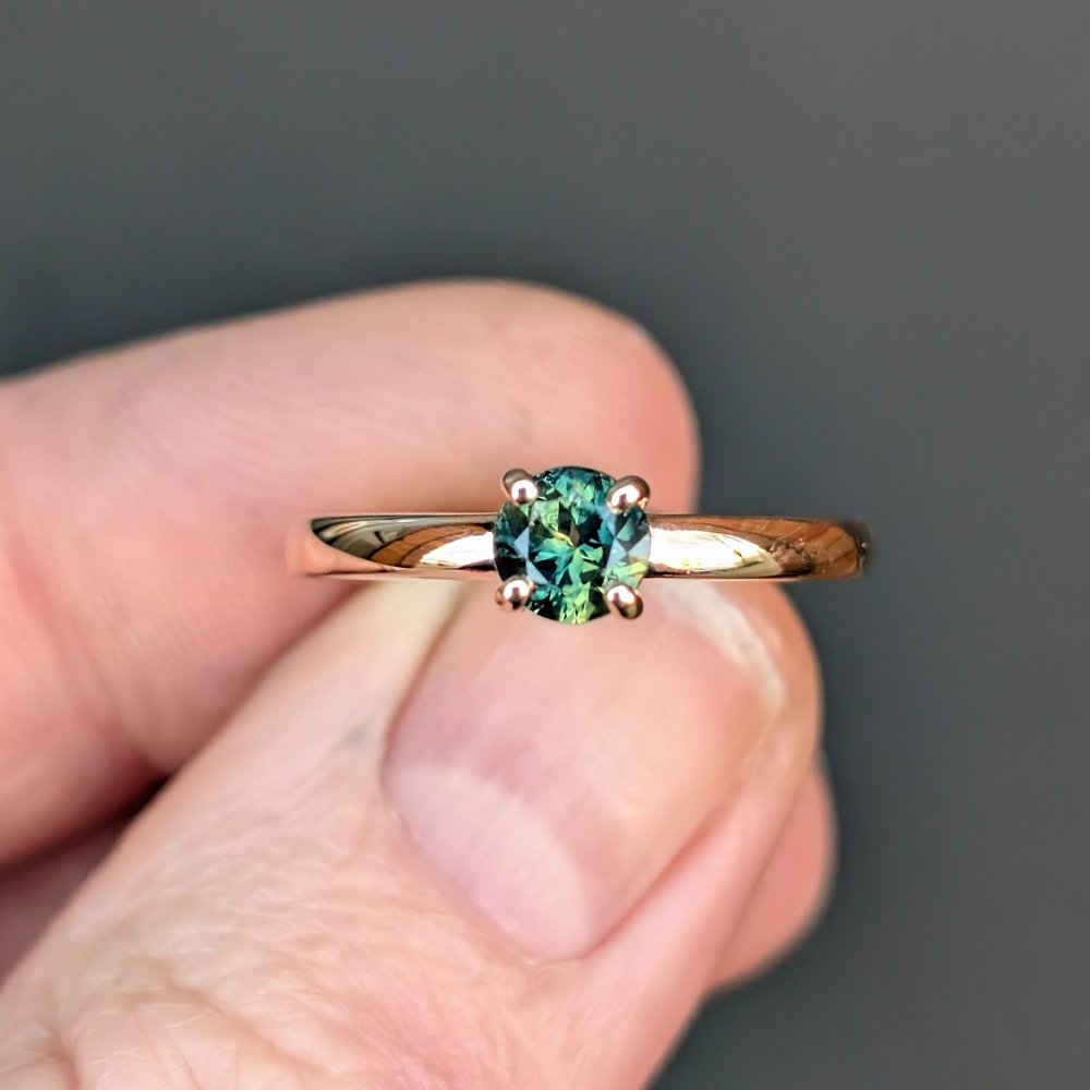 handmade 9ct yellow gold × parti solitaire ring | engagement ring