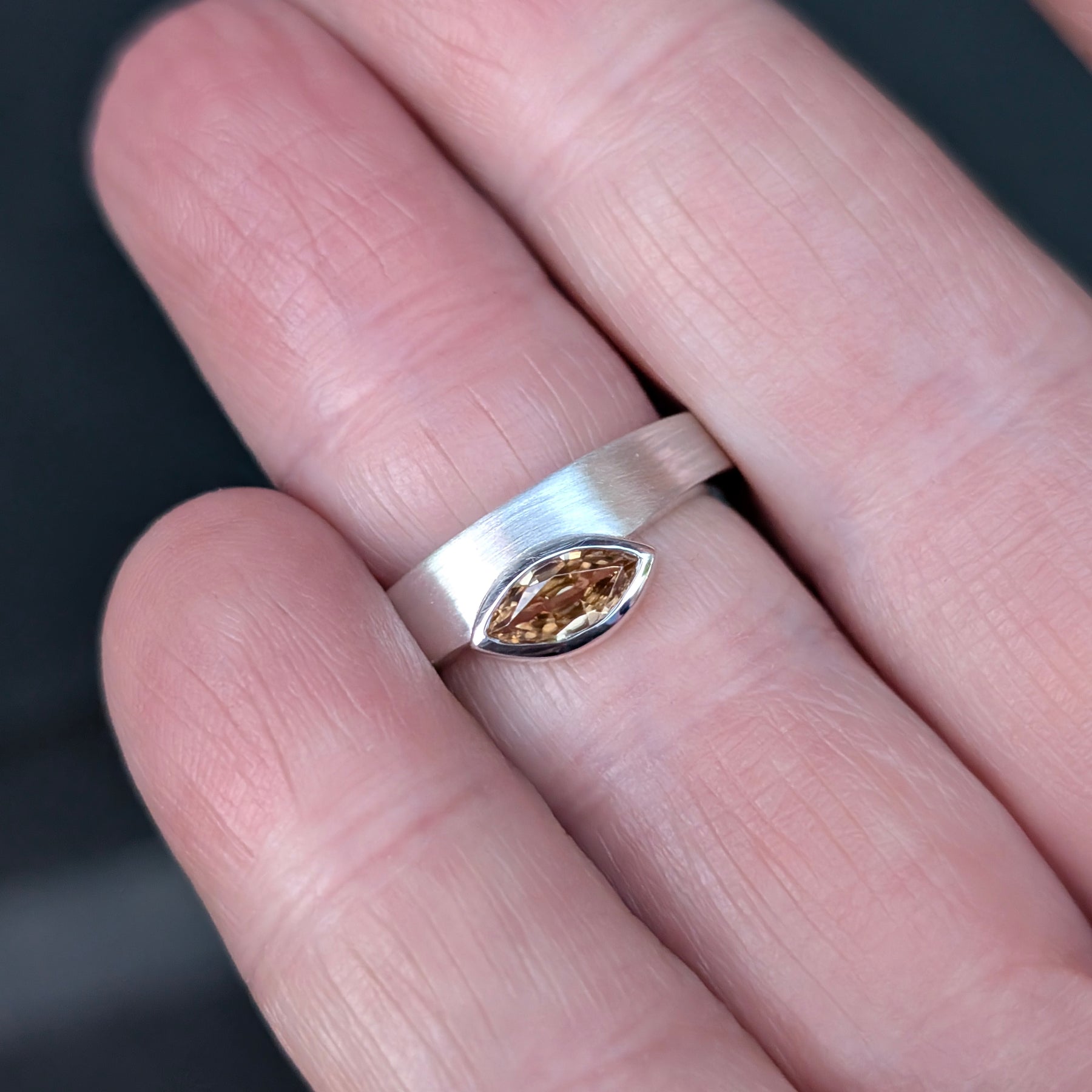 handmade geometric marquise Australian zircon ring | Wedding Ring | Engagement ring