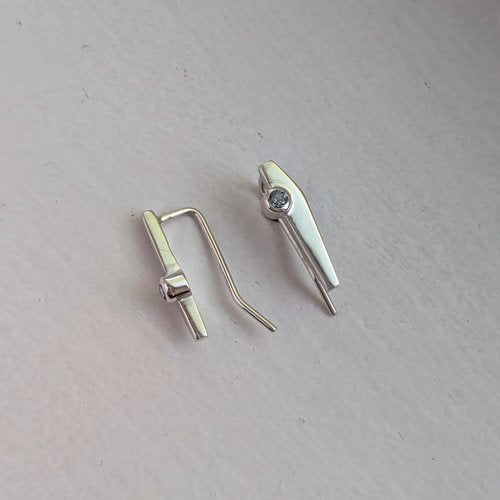 handmade geometric earrings × light blue sapphires