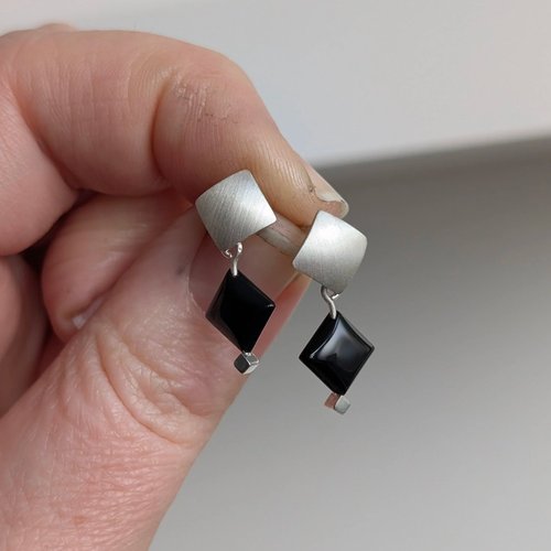 handmade square onyx domed studs