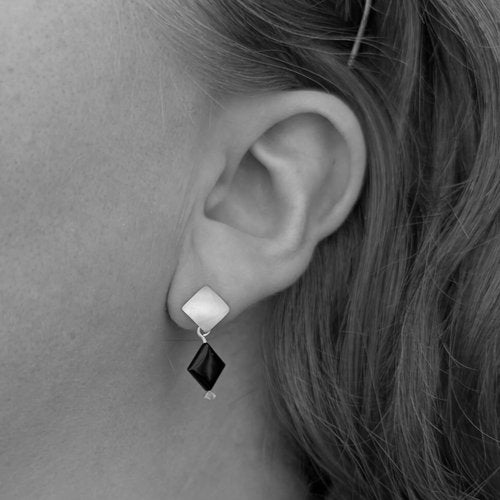 handmade square onyx domed studs