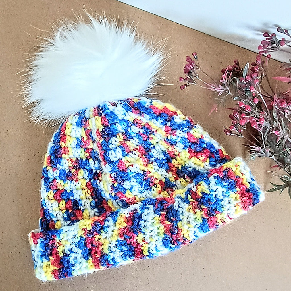'Fuzzy' Toddler Beanies with Faux Fur Pompoms
