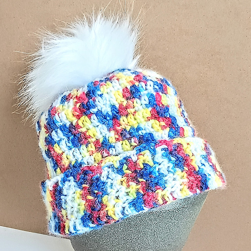 'Fuzzy' Toddler Beanies with Faux Fur Pompoms