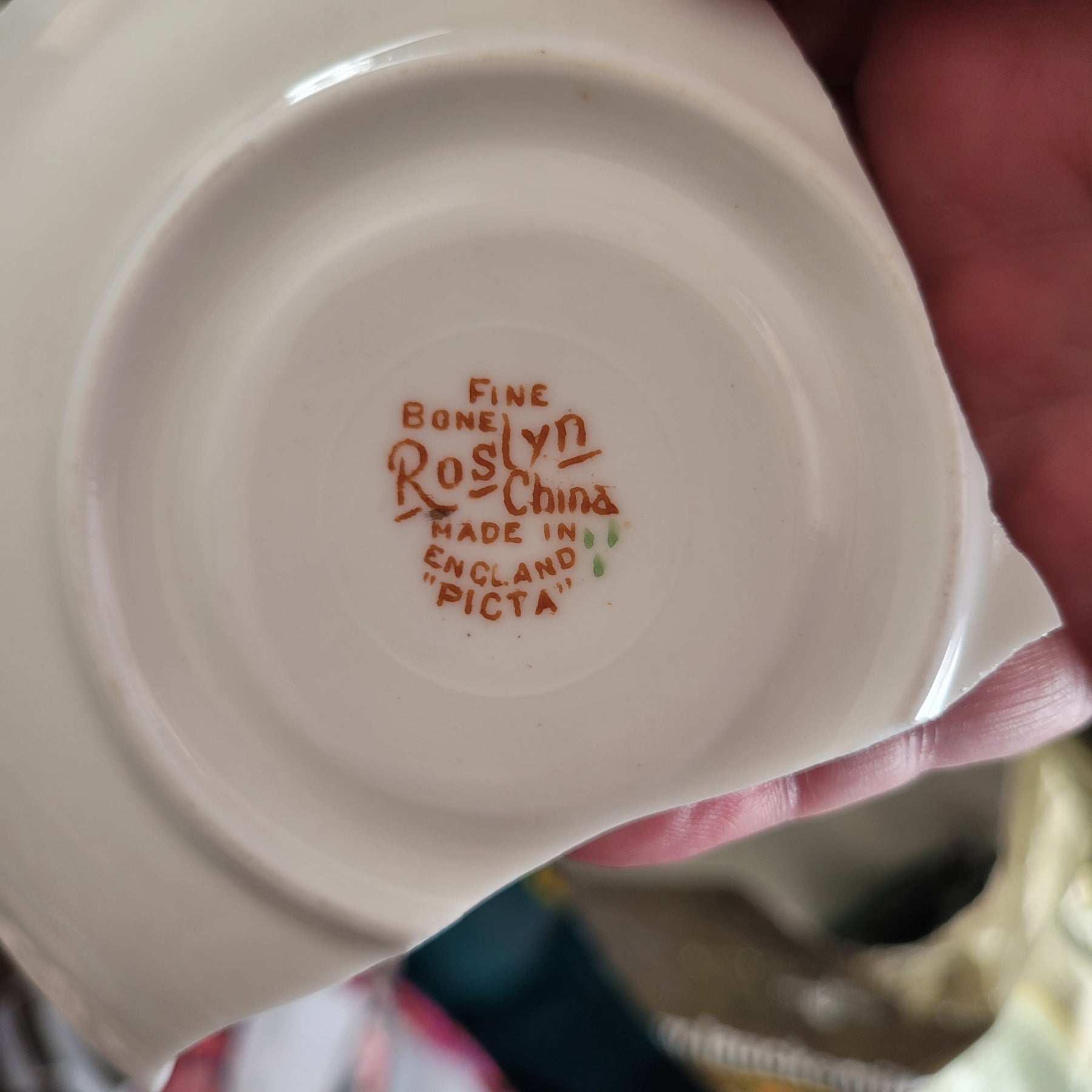 Upcycled Antique China - pendant on stainless steel chain