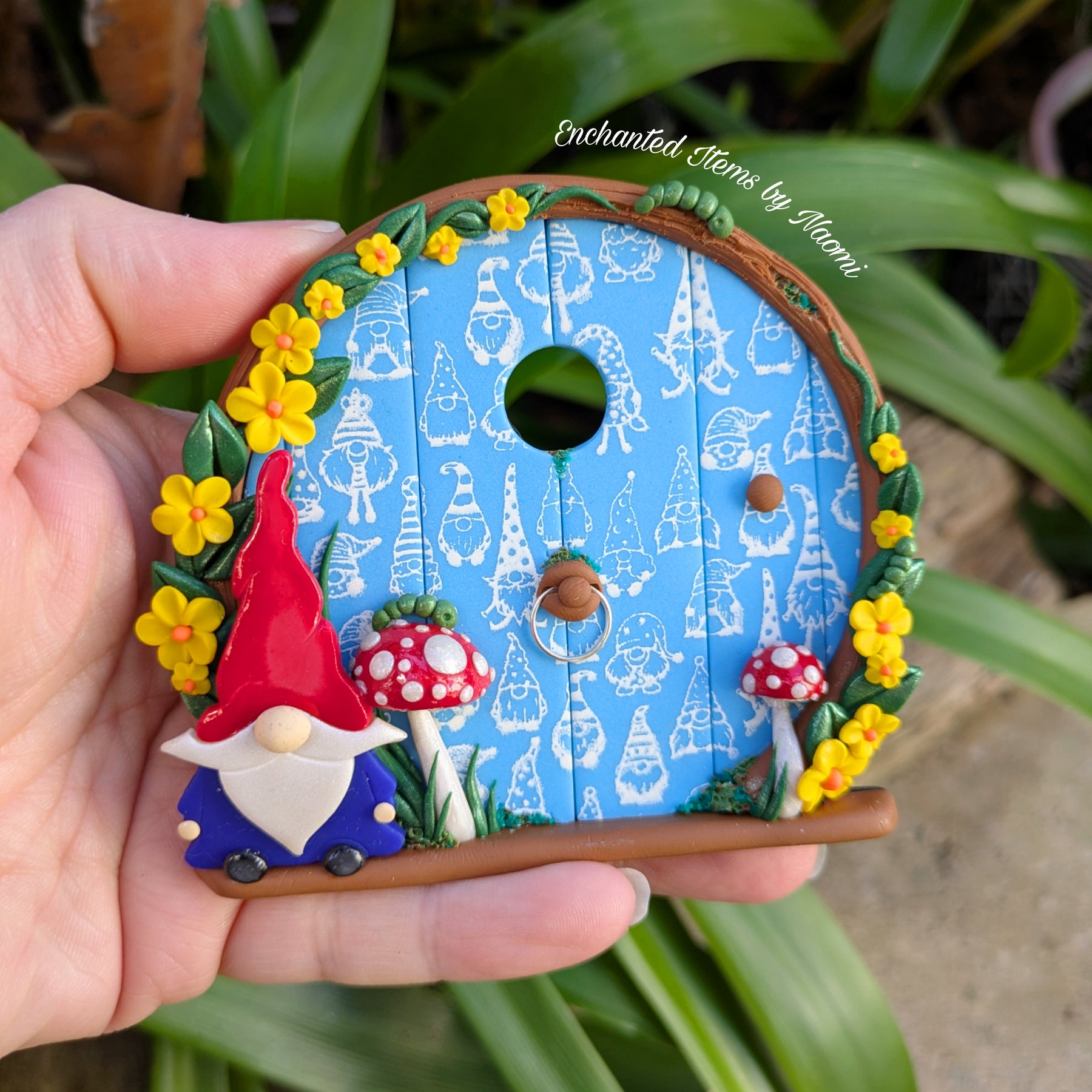 Cute Red Hat Gnome Fairy door