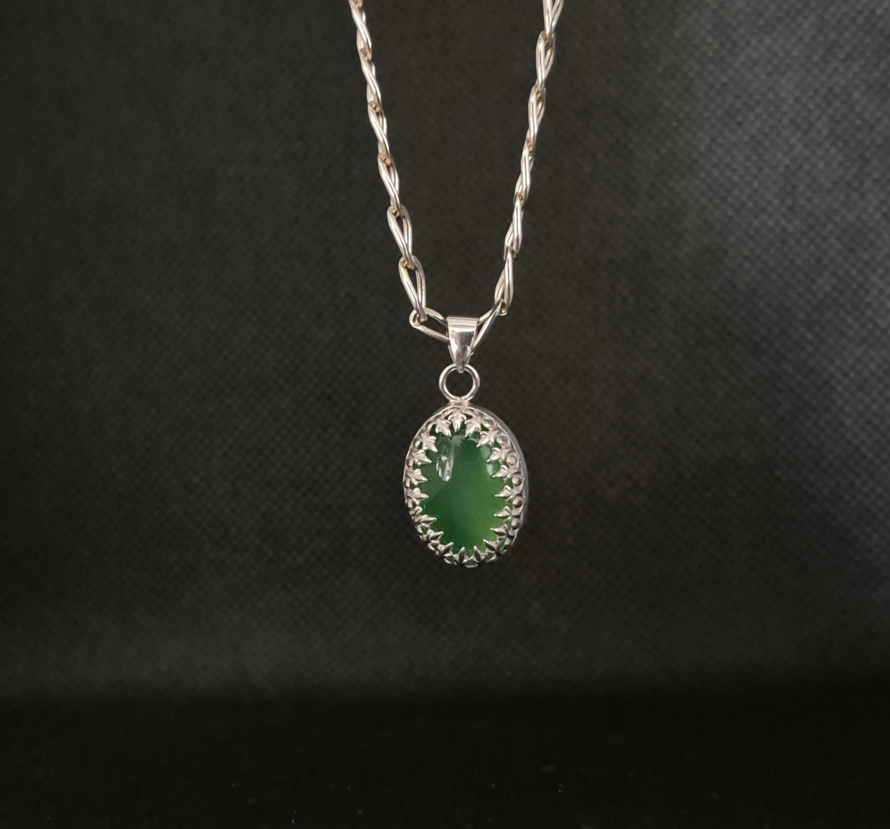 Natural green agate pendant