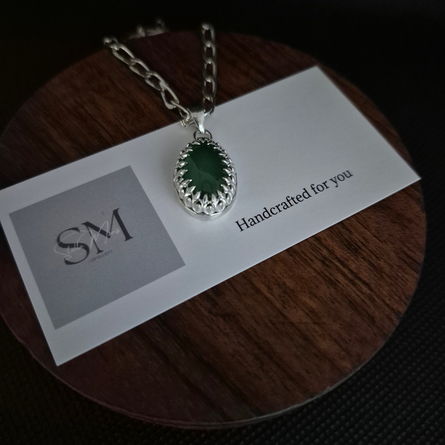 Natural green agate pendant