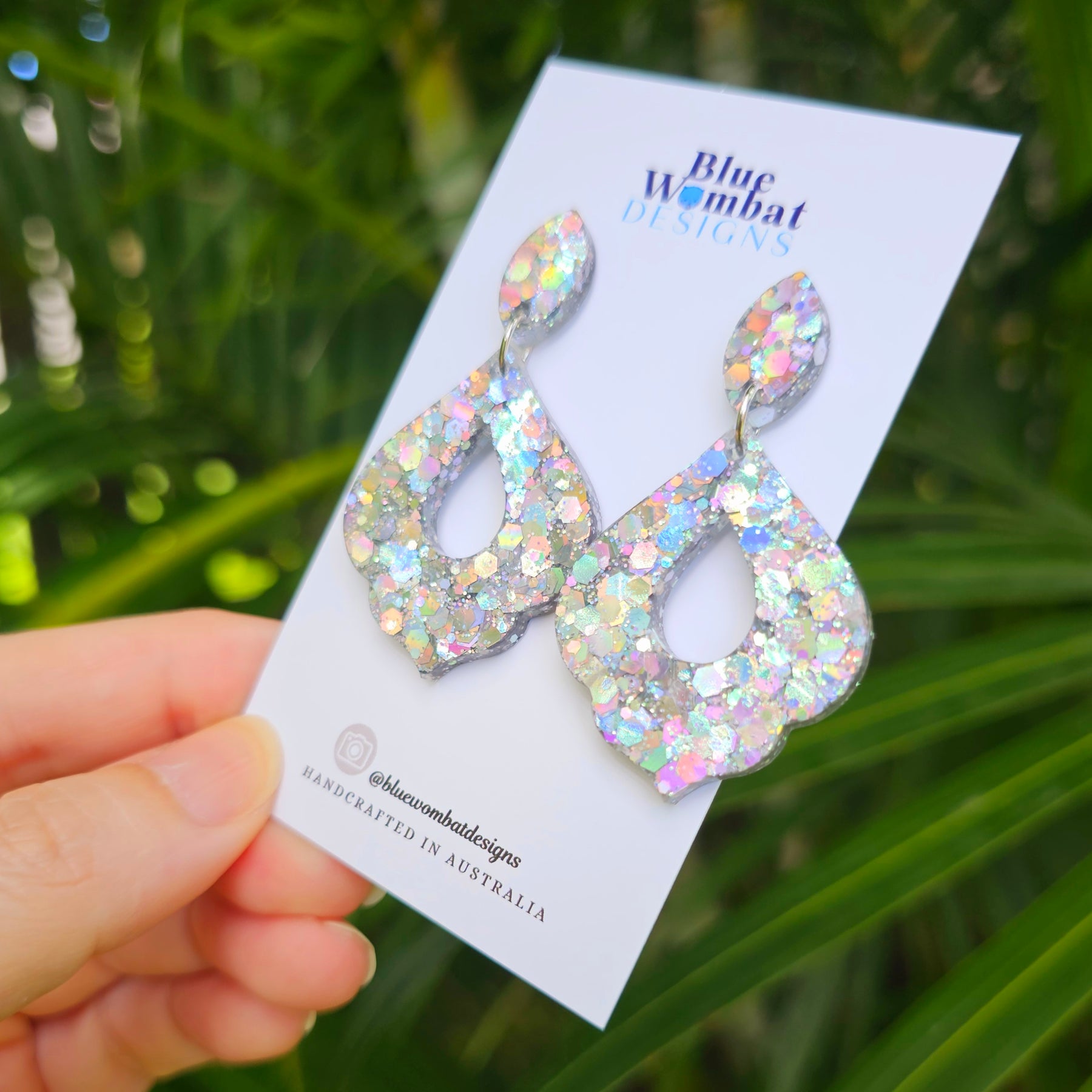 Sparkle Glitter Resin Dangle Statement Earrings