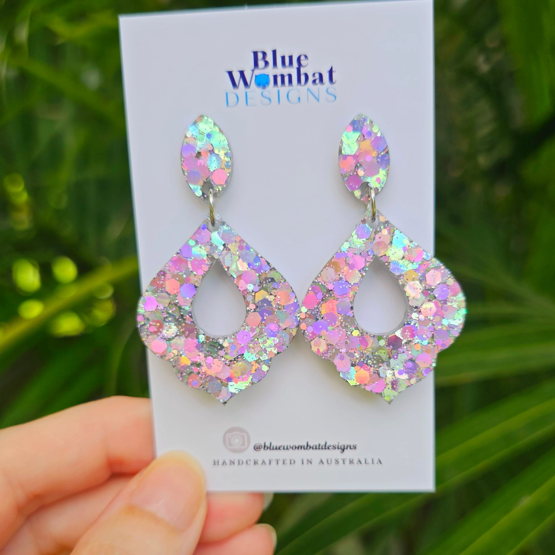 Sparkle Glitter Resin Dangle Statement Earrings