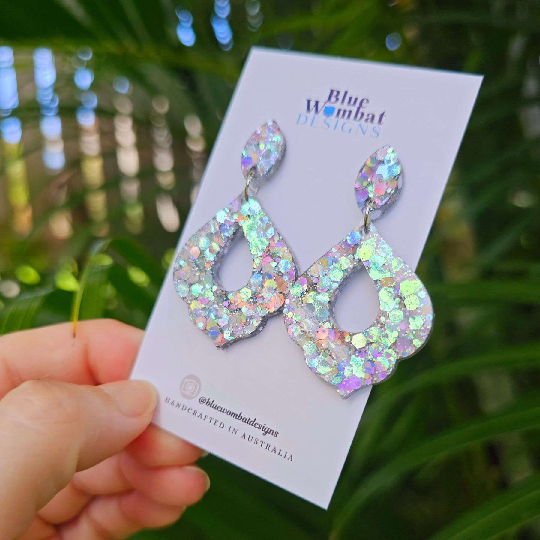 Sparkle Glitter Resin Dangle Statement Earrings