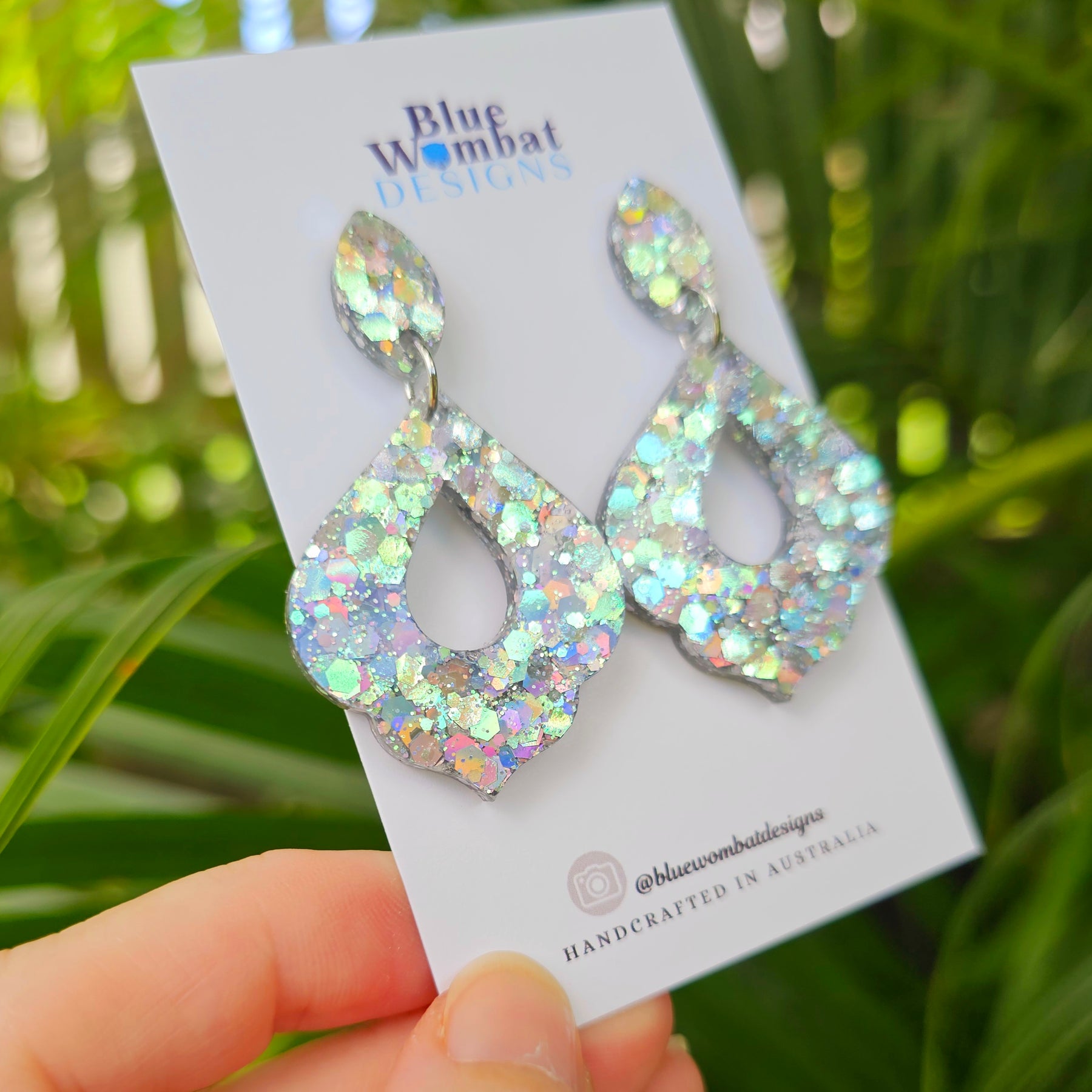 Sparkle Glitter Resin Dangle Statement Earrings