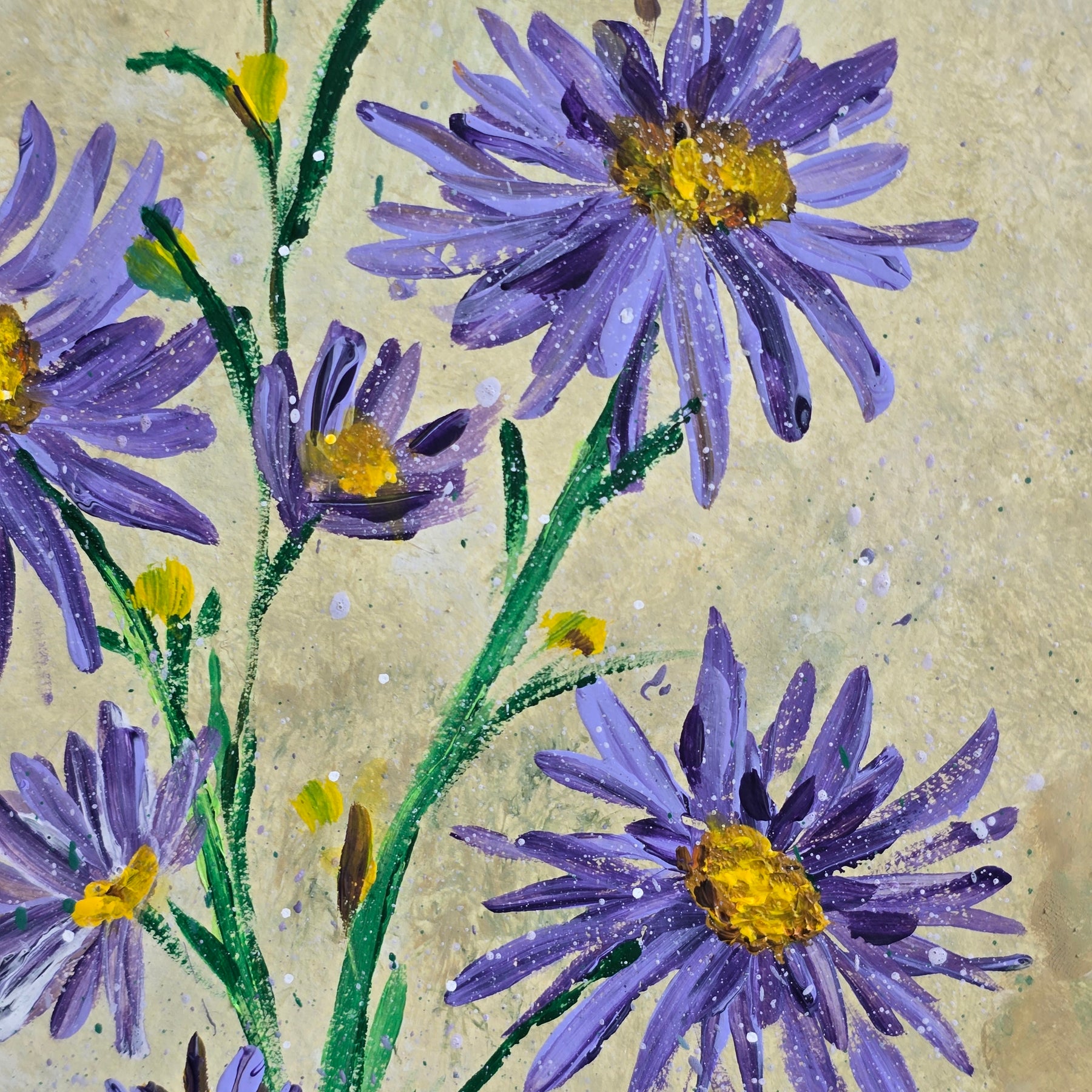 September Birthday - 'Aster' Original Artwork on Watercolour Paper 21 x 29.7cm