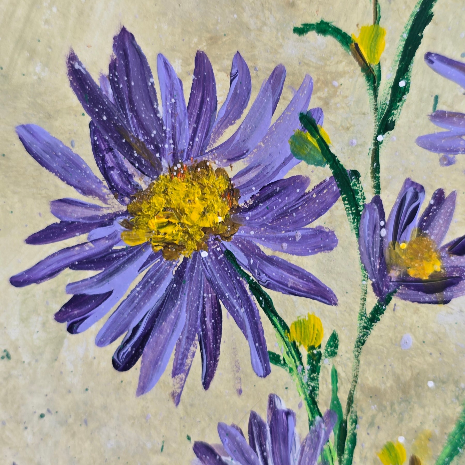 September Birthday - 'Aster' Original Artwork on Watercolour Paper 21 x 29.7cm